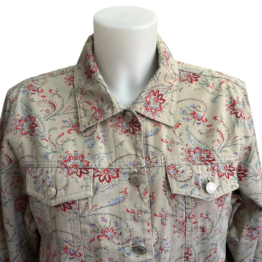 Pendleton Denim Jean Jacket Size Medium Beige Flo… - image 2